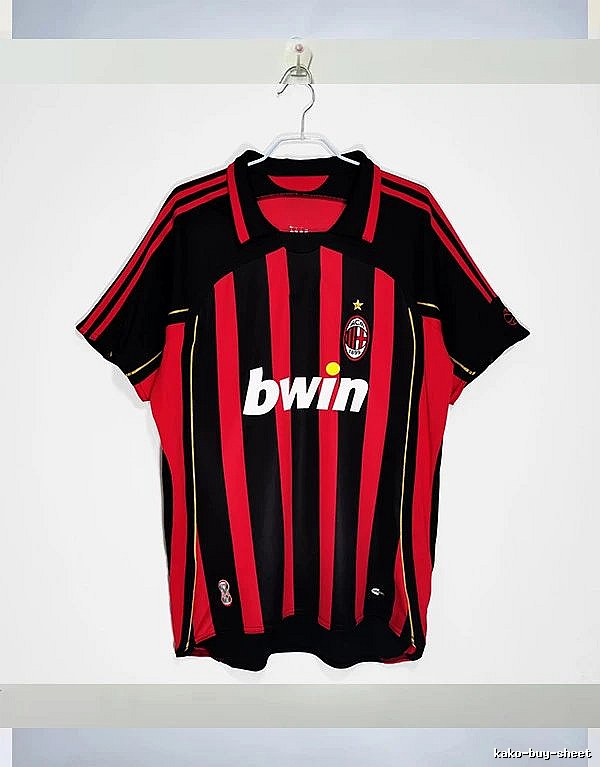 AC Milan Patterned Retro soccer jersey Red Black Striped with Polished Detail