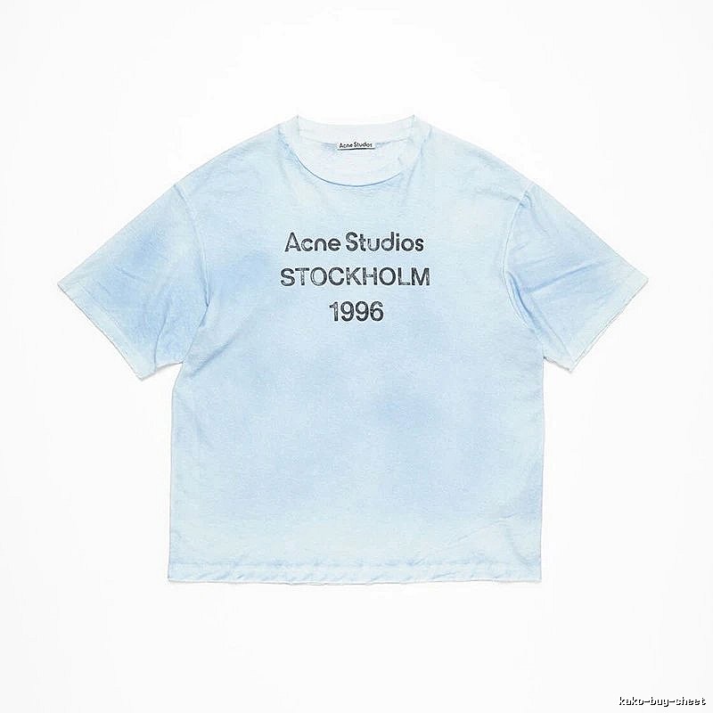 Acne Studios 2090-80 Light Blue Style Ac908046 Stockholm Logo T-Shirt Gift Ready