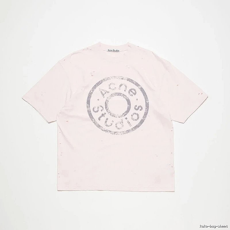 Acne Studios 2090-80 Pink Multicolor Pink Style Ac908041 Stockholm Logo T-Shirt Commuter Look