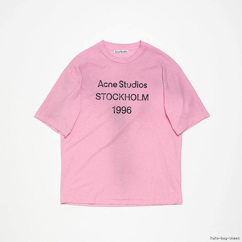 Acne Studios 2090-80 Pink Red Style Ac908026 Stockholm Logo T-Shirt Weekend Wear