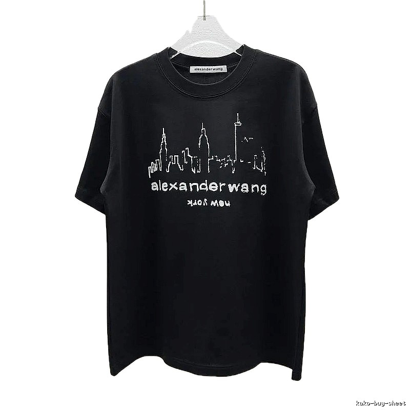 Alexander Wang Trendy & Cool Skyline Print Black T-Shirt