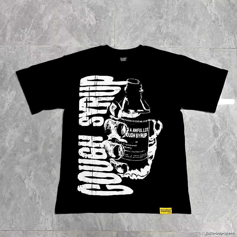 ALOCS Syrup Print Street Style Black T-Shirt