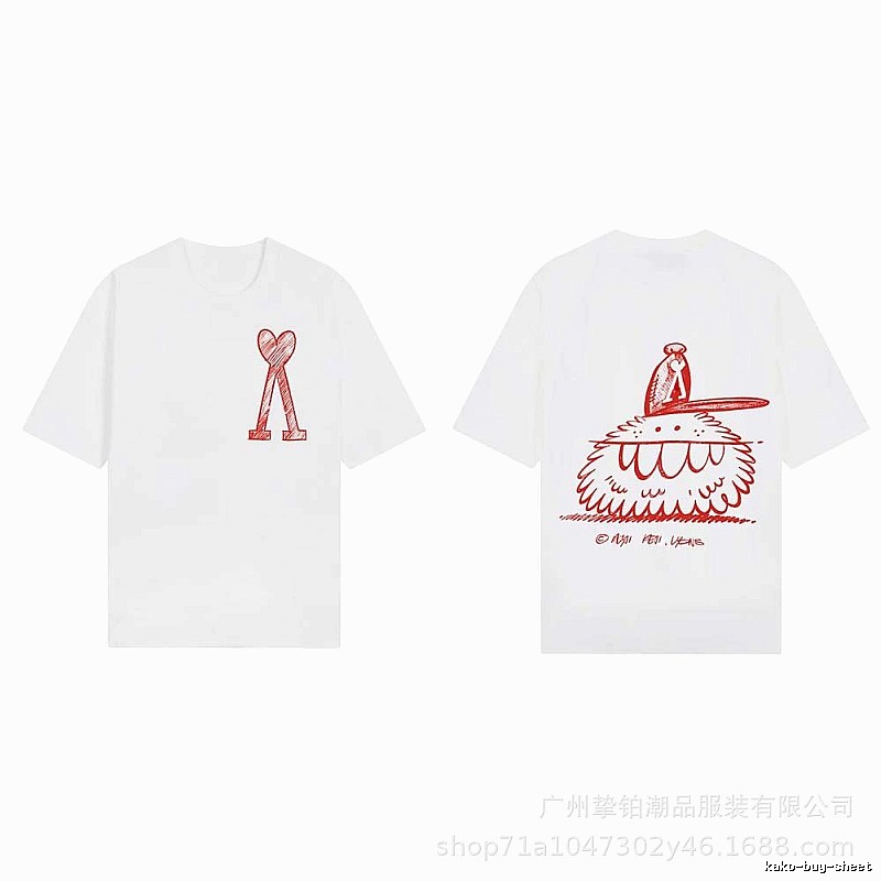 AMI cartoon printed white T-shirt