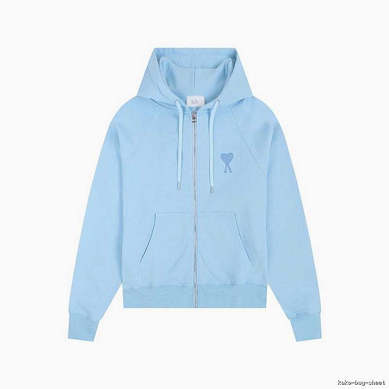 AMI Love Embroidery Light Blue Hoodie