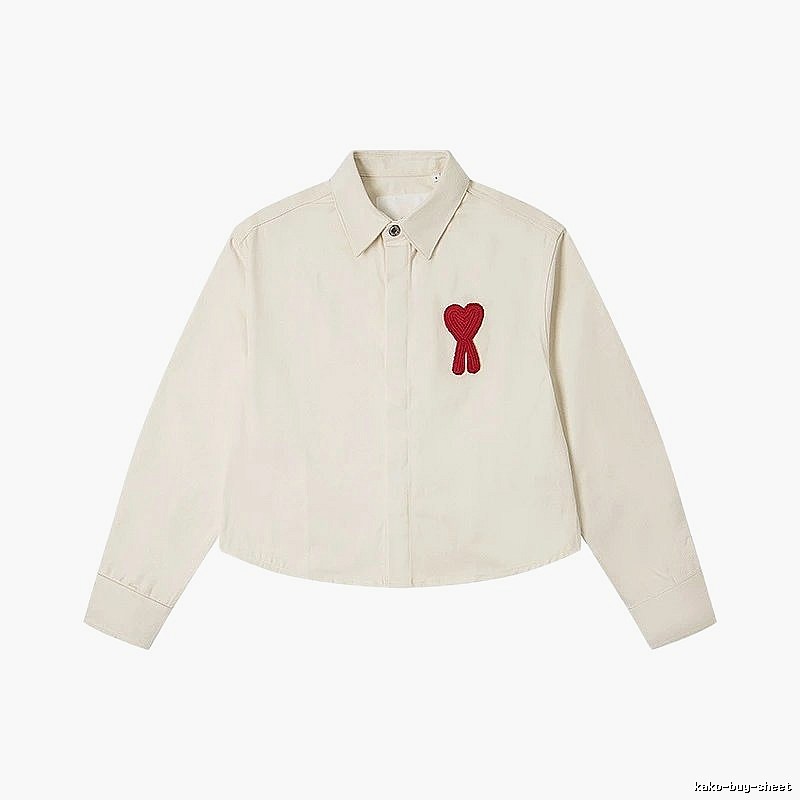 AMI Love Embroidery Minimalist Style White Shirt