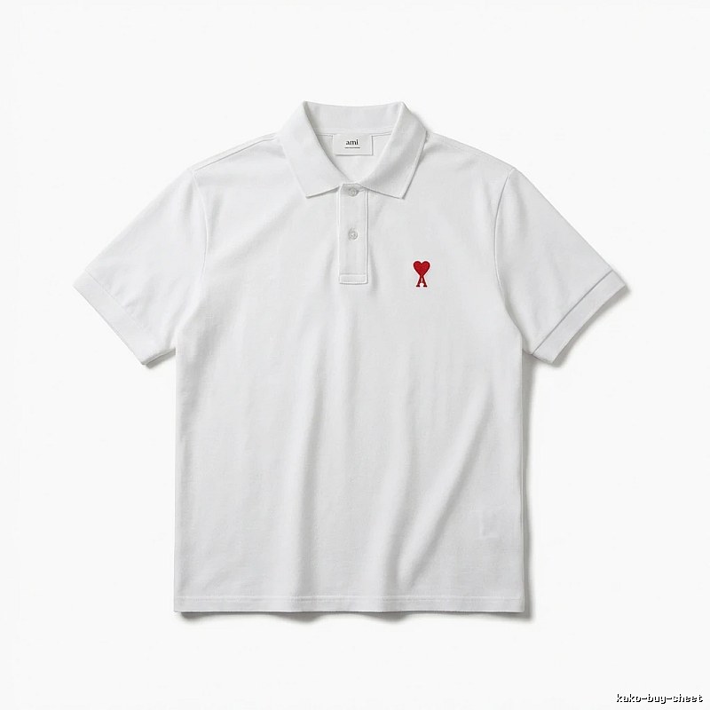 AMI Love Simple White Polo Shirt