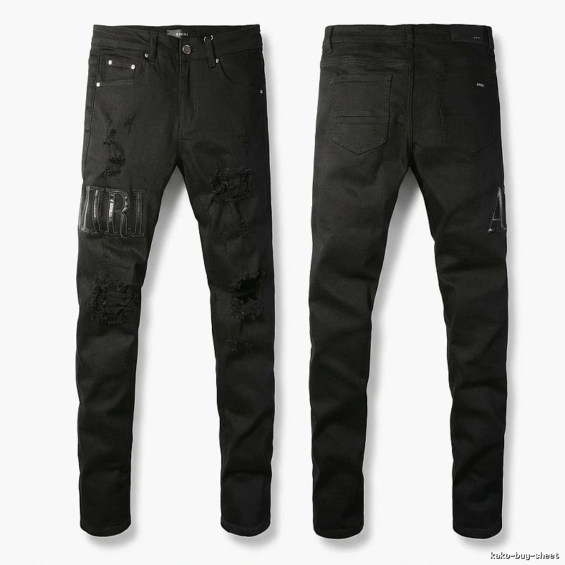 AMI Ripped Trendy Cool Black Jeans