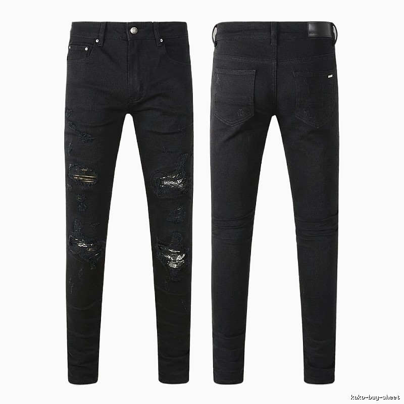 AMI Ripped Trendy Cool Black Jeans