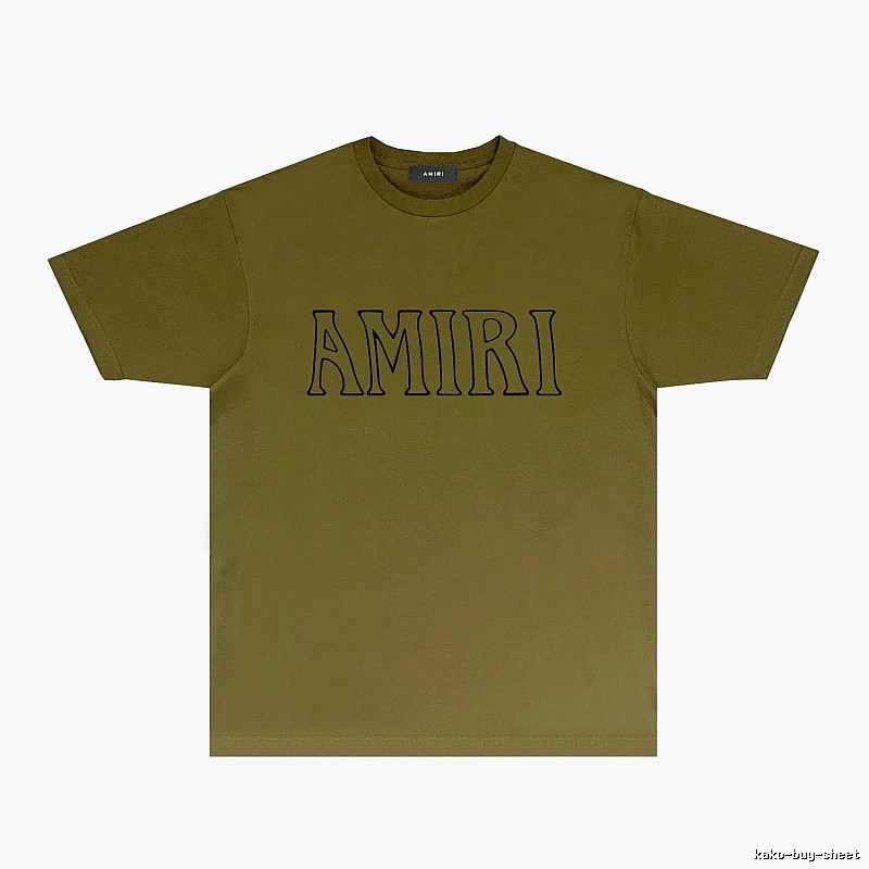 AMIRI Basic Style Minimalist Olive Green T-shirt