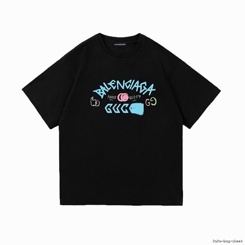 Balenciaga Co-branded Graffiti Street Style Black T-shirt