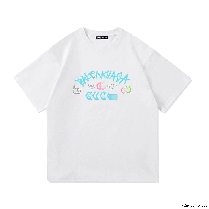 Balenciaga Co-branded Graffiti Street Style White T-Shirt