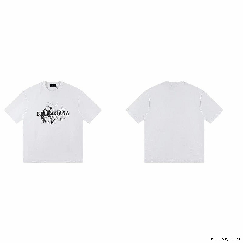 Balenciaga Graffiti Print Street Style White T-Shirt