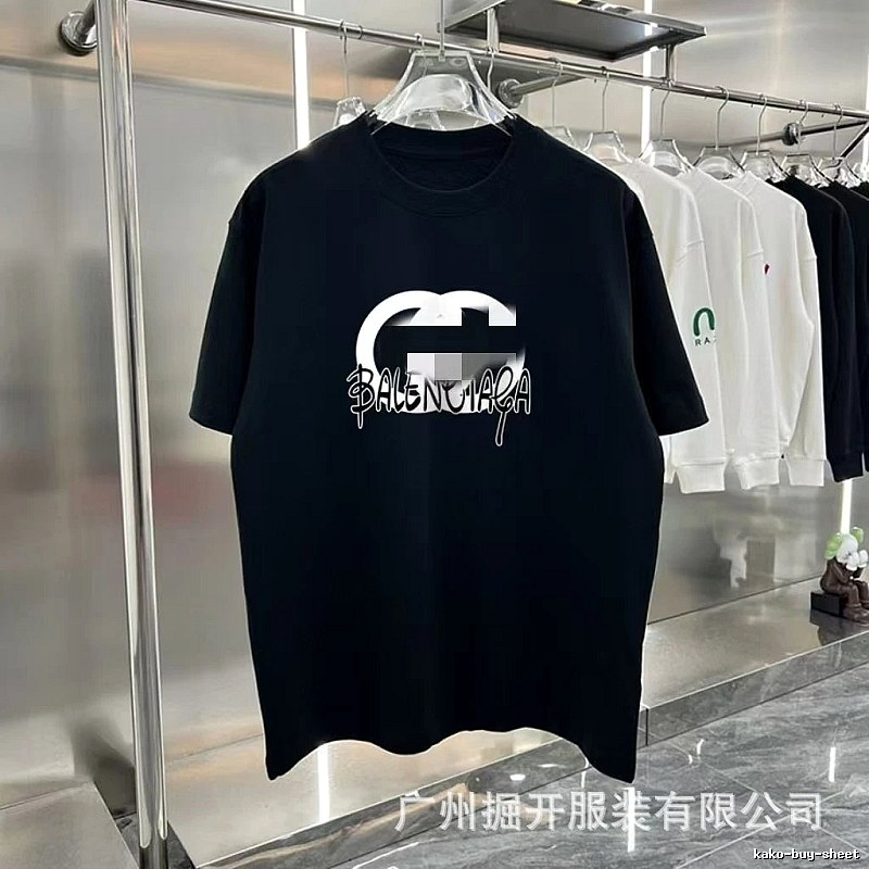 Balenciaga Graffiti Street Style Black Short-sleeve T-shirt