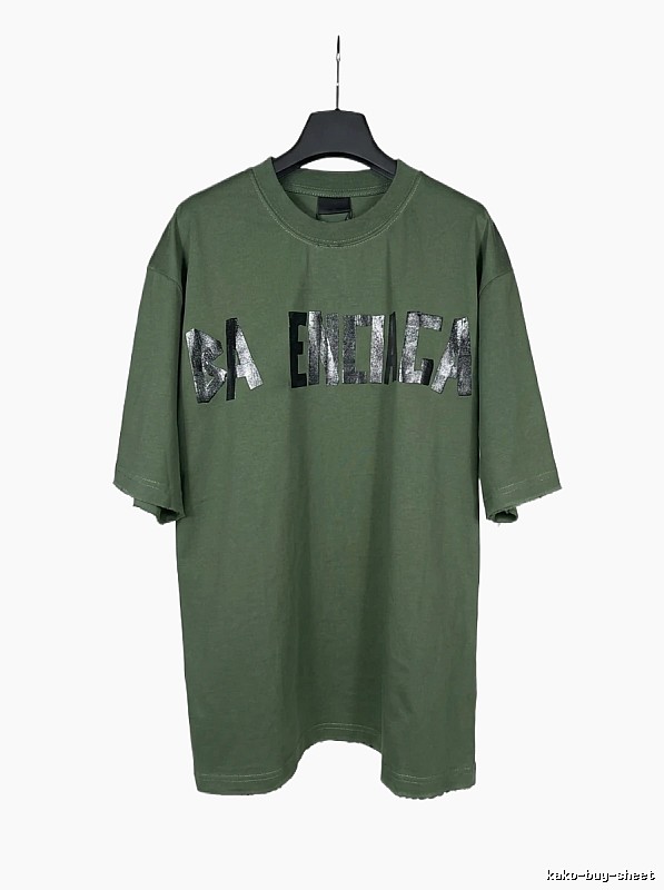 Balenciaga letter-style green T-shirt