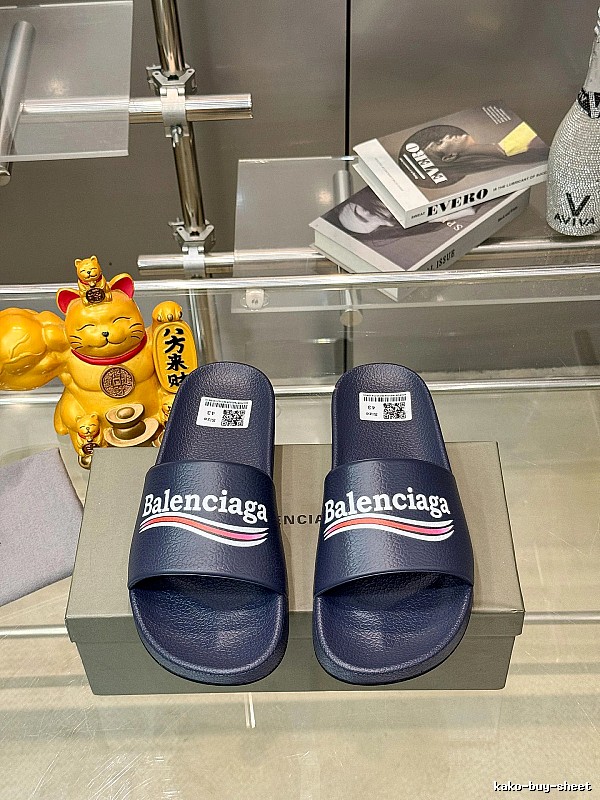 Balenciaga Logo-trend Navy Blue Slides