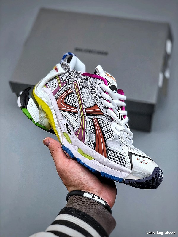 Balenciaga White Runner Multi-color Runner Sneaker for Streetwear Looks
