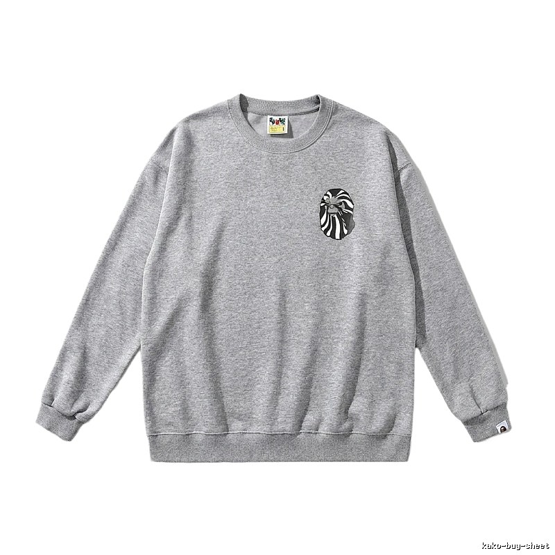 Bape Ape Head Minimalist Style Grey Sweatshirt