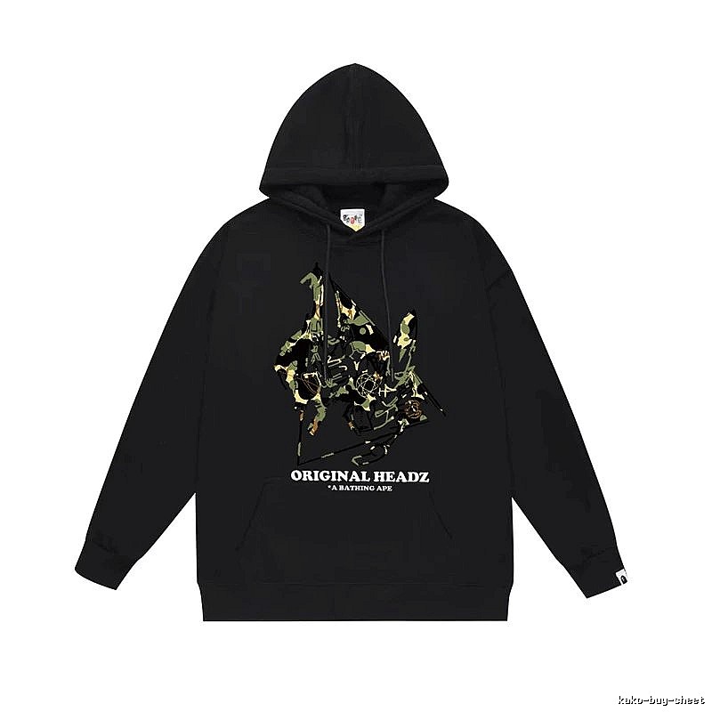 Bape camouflage-style black hoodie
