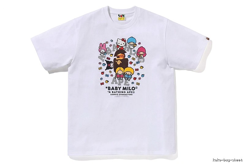 Bape cartoon - printed white T - shirt