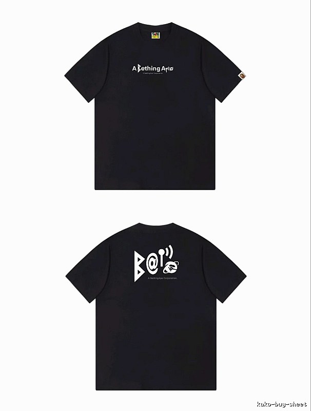 Bape letter - printed short - sleeved black T - shirt