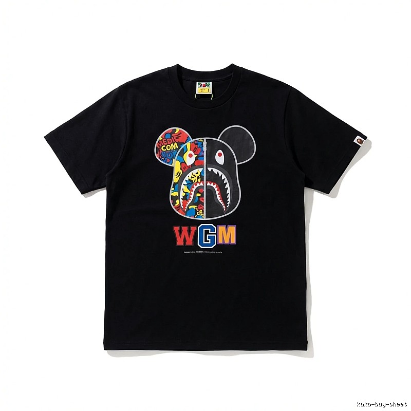 Bape Mickey Shark trendy brand black T-shirt