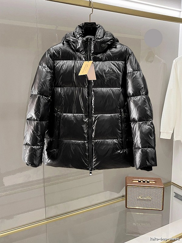 Black Hooded Glossy Glossy Puffer Jacket by Moncler