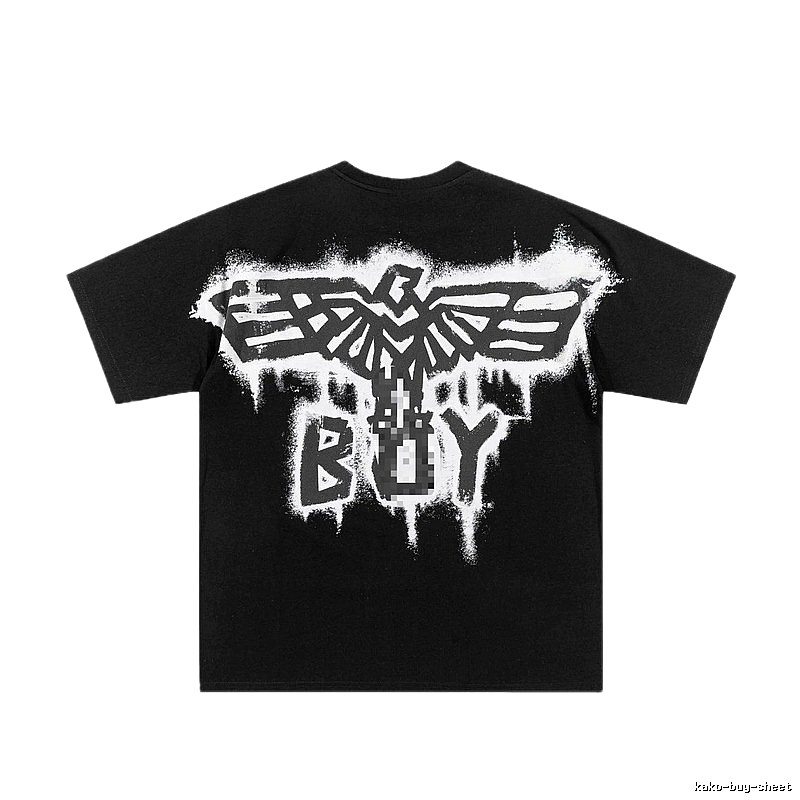 BOY Flying Eagle Graffiti Street Style Black Short-sleeve T-shirt
