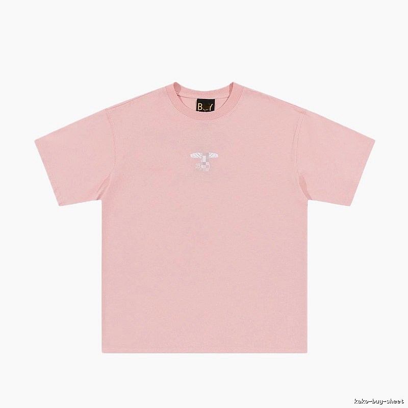 BOY Wing Print Street-style Pink Short Sleeve T-Shirt