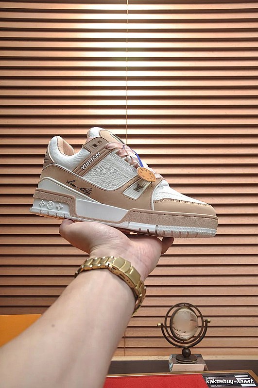 Brown Gray Low-top in Hand Louis Vuitton Brown Gray Low-top Sneaker for Casual Outfits