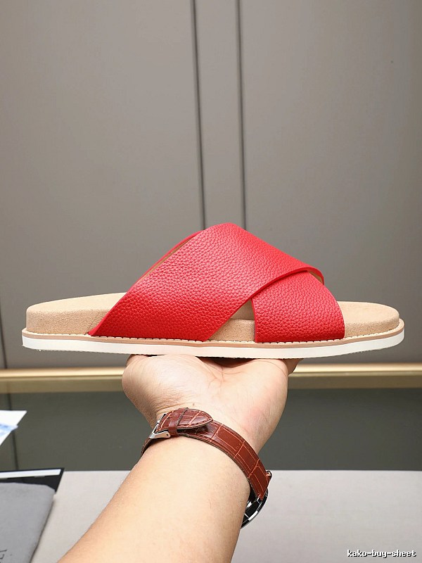 Brunello Cucinelli Cross-Strap Casual Red Slide Sandals