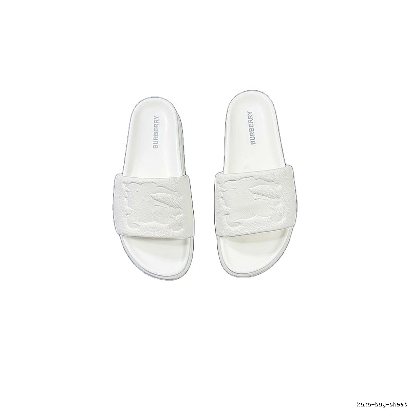 Burberry Embossed Equestrian Knight Minimalist White Slides