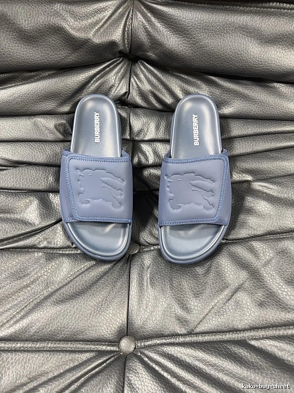 Burberry Embossed Knight Casual Style Navy Blue Slide Sandals