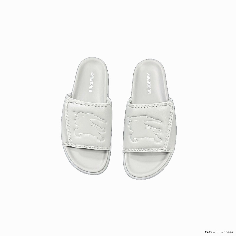 Burberry Equestrian Knight Collection Minimalist Style Light Grey Slide Sandals