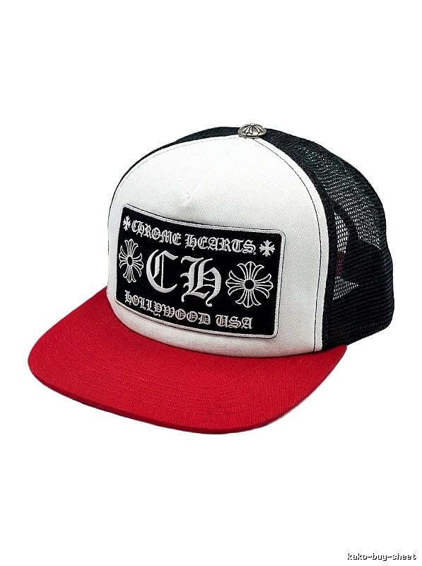 Chrome Hearts black, red and white color-blocking baseball cap