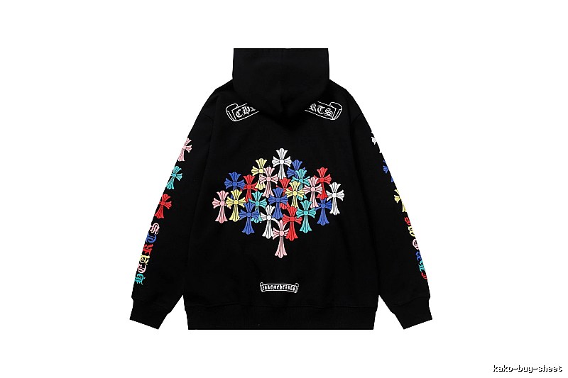Chrome Hearts Compact Cross graphic hoodie Black Blue Cross for Sport-Inspired Styling