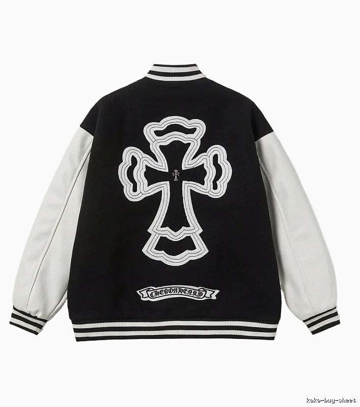 Chrome Hearts Cross Black and White Baseball Jacket