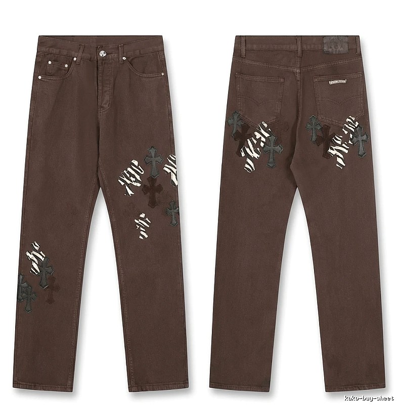Chrome Hearts Cross Dark Style Brown Pants