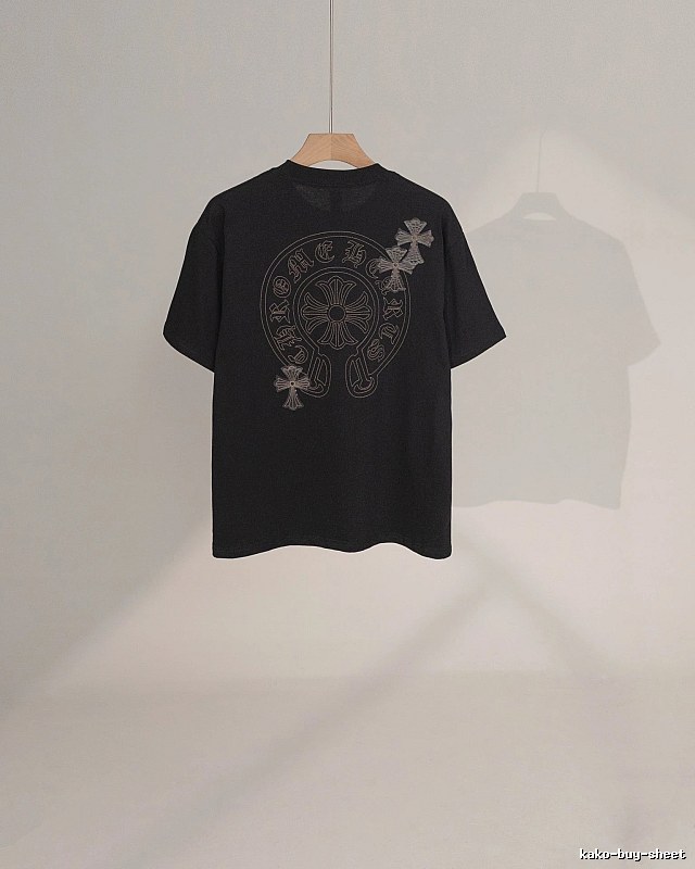 Chrome Hearts Cross Embroidered Street Style Black Short-Sleeve T-Shirt
