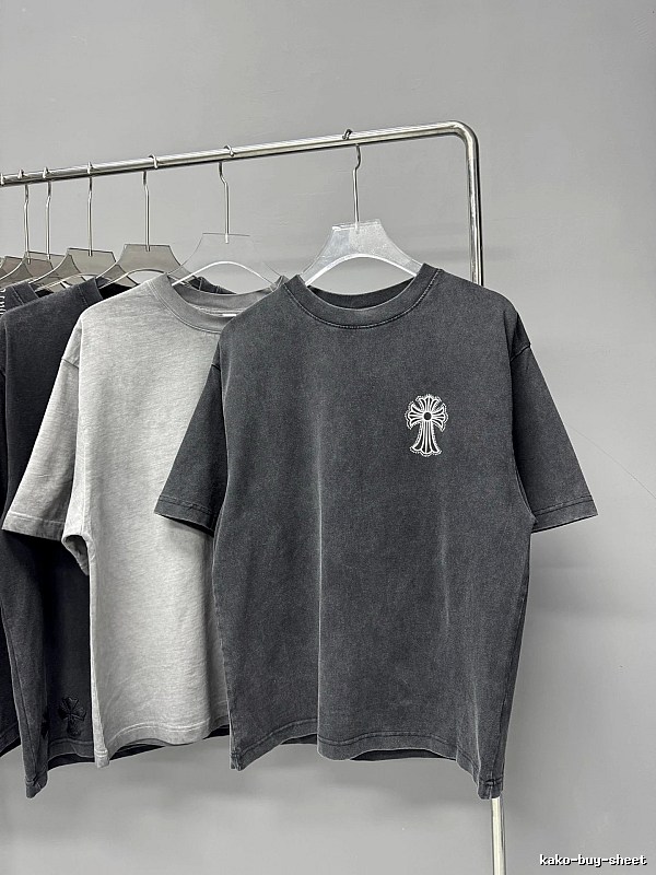 Chrome Hearts Cross Vintage Distressed Charcoal Grey T-Shirt