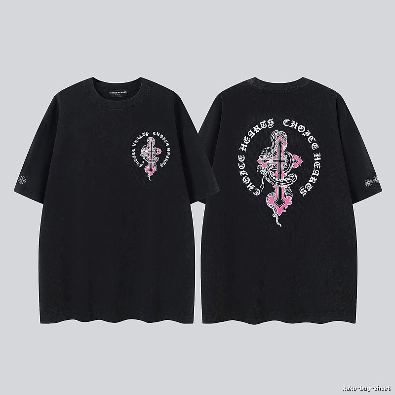 Chrome Hearts Gothic Style Snake & Cross Black Short-Sleeve T-Shirt