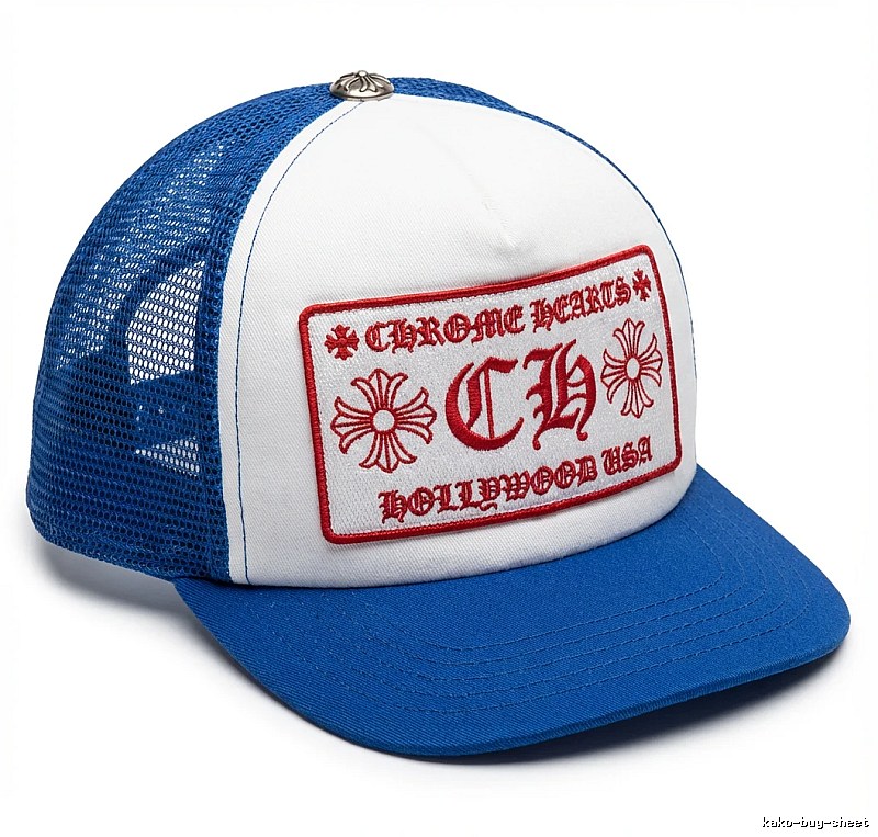 Chrome Hearts Retro Blue and White Baseball Cap