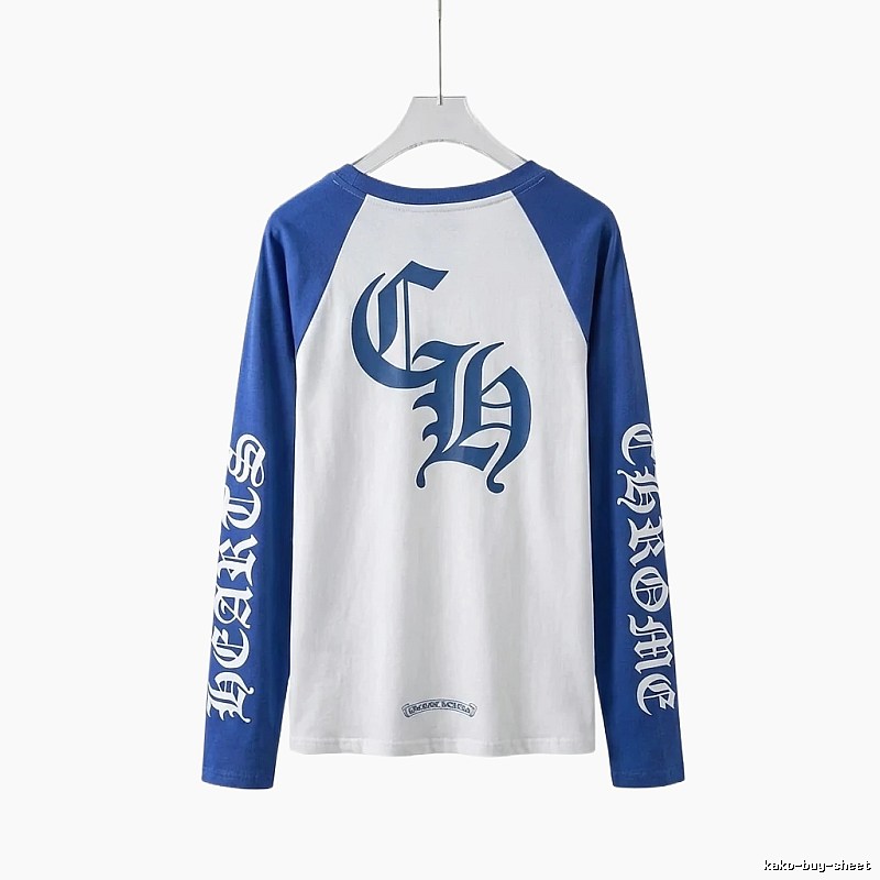 Chrome Hearts retro-style blue and white long-sleeved shirt