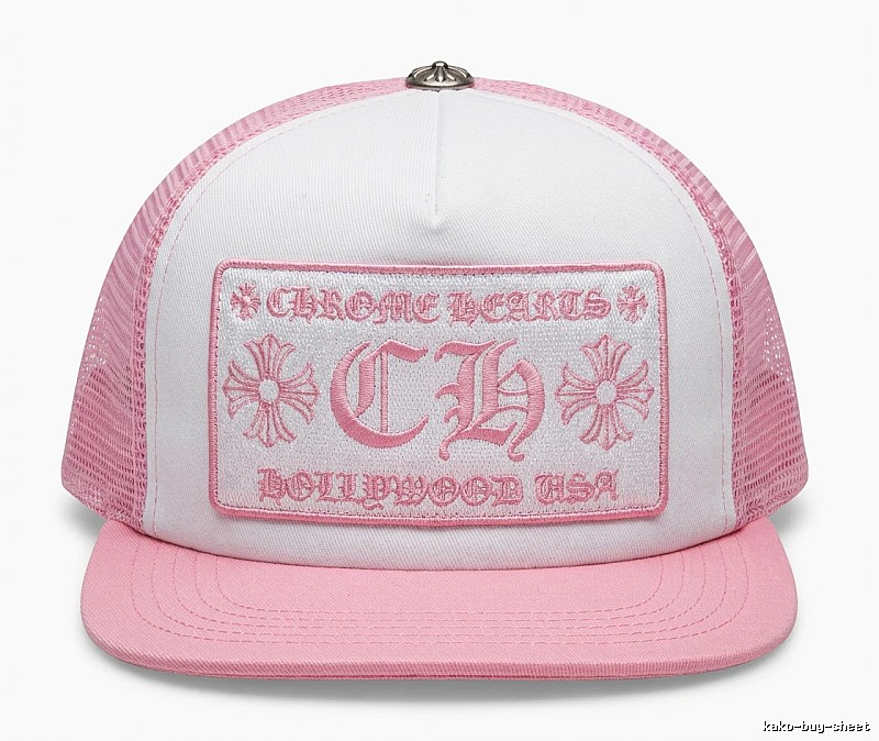 Chrome Hearts Retro Style Pink and White Hat