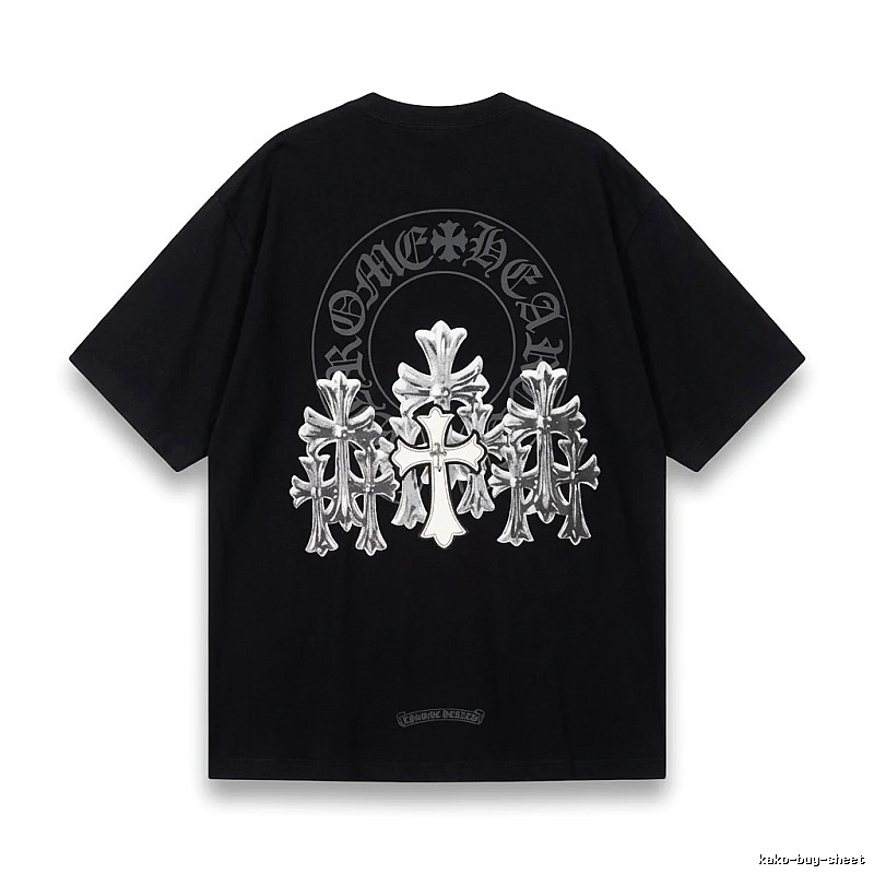 Chrome Hearts Silver Cross Black T - Shirt