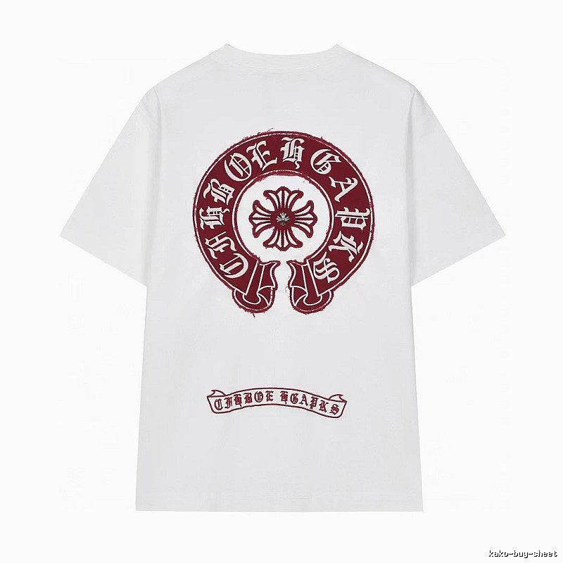 Chrome Hearts Vintage Style White T-shirt with Horseshoe Embroidery