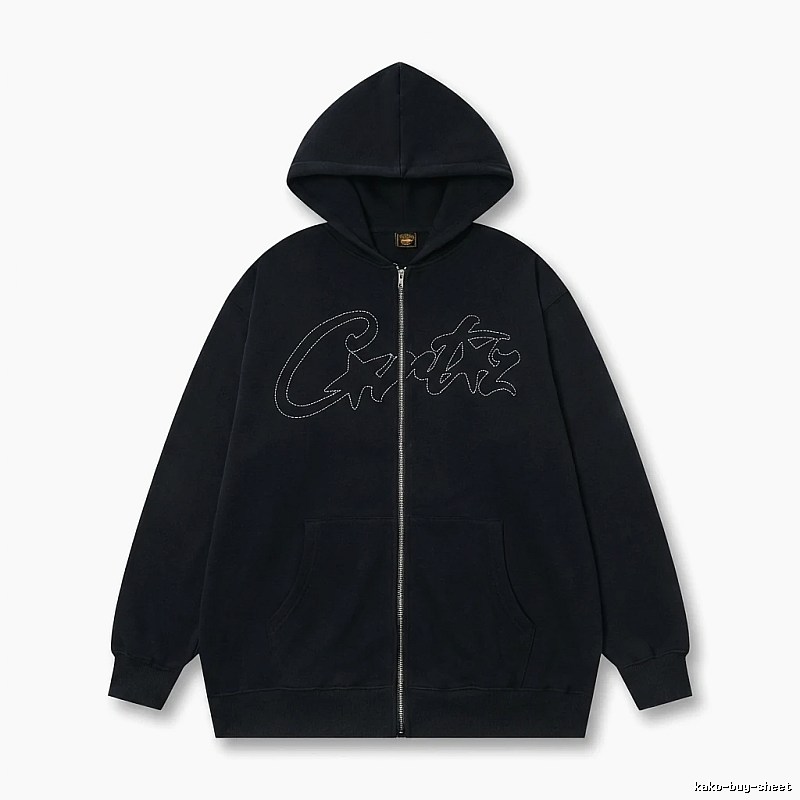 Corteiz minimalist style black hoodie