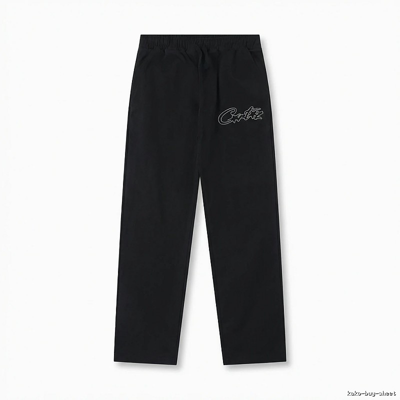 Corteiz minimalist style black long trousers