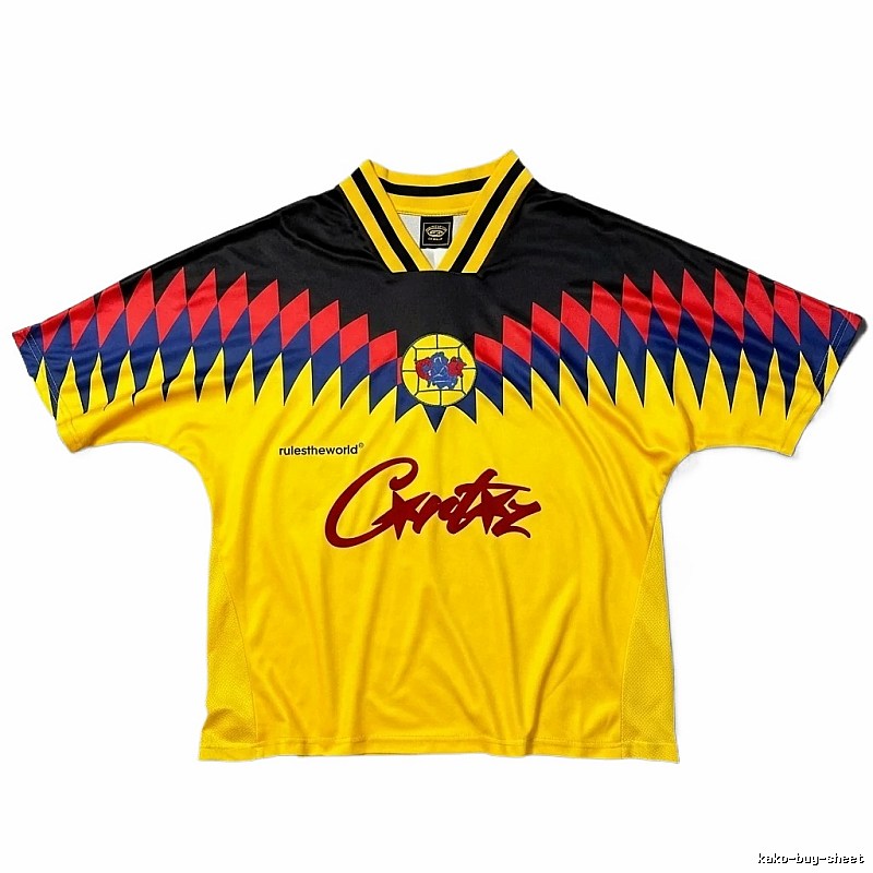 Corteiz sporty yellow and black short-sleeved shirt