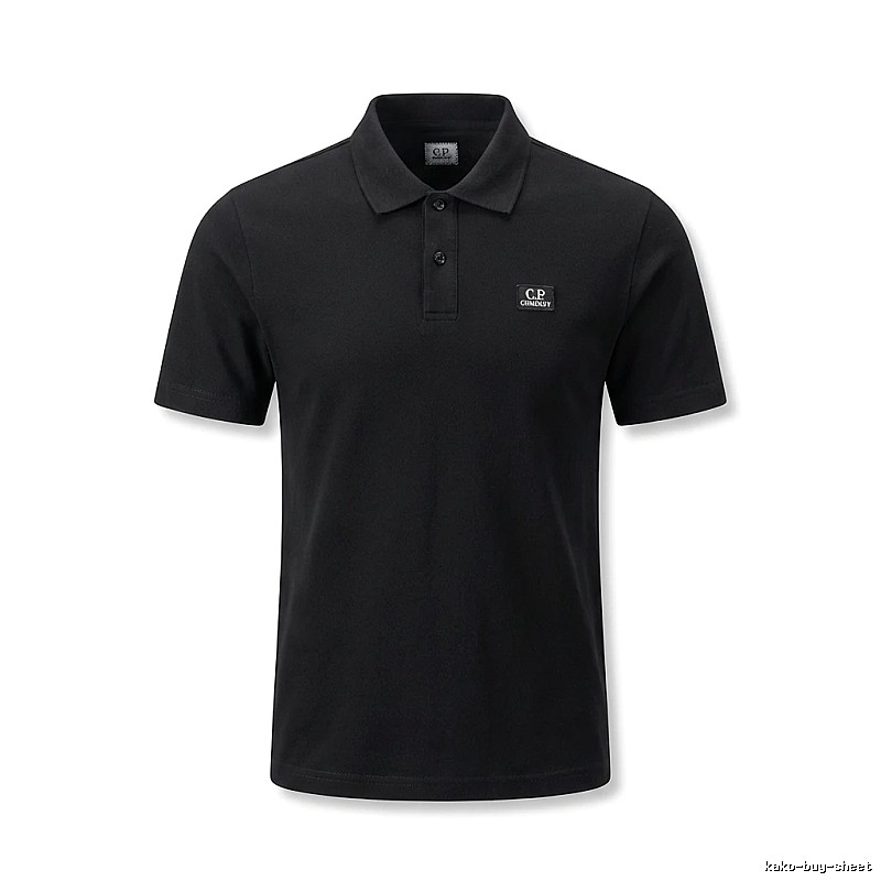 C.P. Simple Style Black Polo Shirt