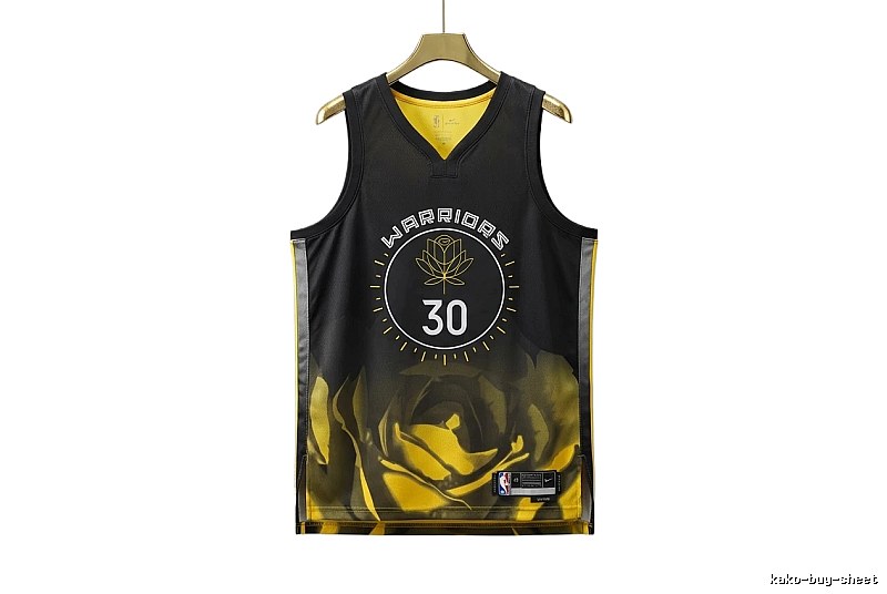 Curry Warriors black and yellow trendy brand jersey